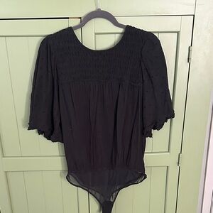 Free People Elegant Black Women's Bodysuit